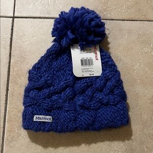 Marmot Kids Royal Blue Knit Pom-Pom Hat